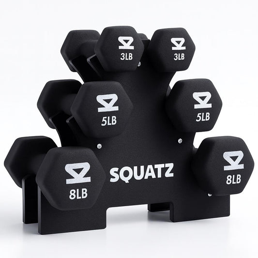 Neoprene Dumbbell Set with Stand - Black, 14.5kg