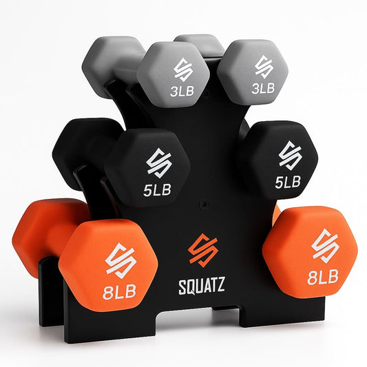 Neoprene Dumbbell Set with Stand - Multicolour, 14.5kg