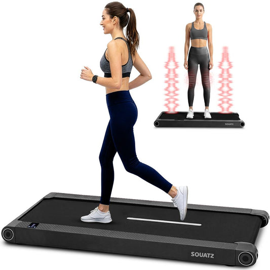 2 in 1 Walking Pad Treadmill with Vibration Plate - Black