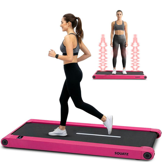 2 in 1 Walking Pad Treadmill with Vibration Plate - Pink